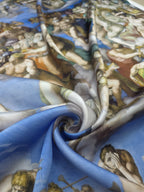 100% natural Italian silk satin with Michelangelo Last Judgment art print and luminous finish