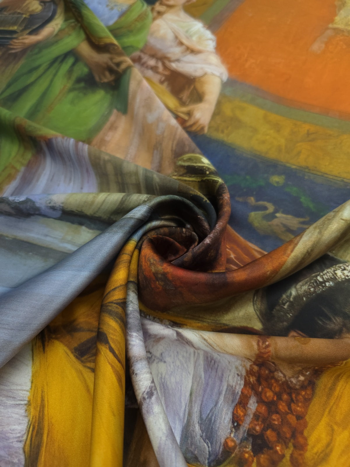 fabric-panel
Luxury Italian mulberry silk satin fabric panel with vibrant museum-quality art print