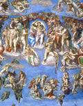 Michelangelo Last Judgment printed Italian silk satin fabric in 100% natural silk