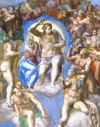 Printed Italian silk fabric inspired by Michelangelo's Last Judgment in the Sistine Chapel
