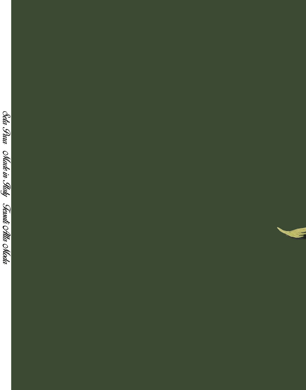 Olive green Mulberry silk satin panel with a single pink Alstroemeria floral placement print