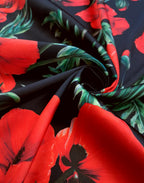 Red Poppy Italian Mulberry Silk Satin Fabric