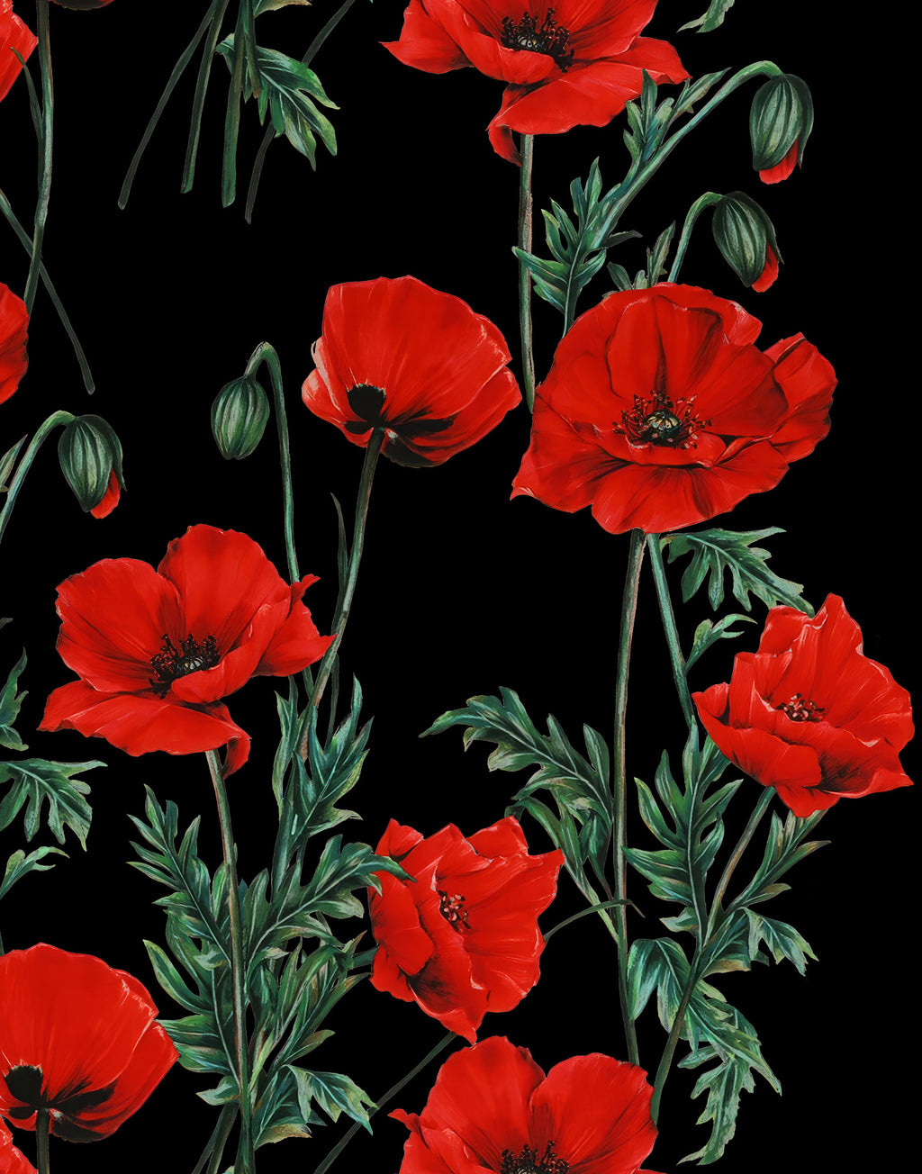 Red Poppy Italian Mulberry Silk Satin Fabric