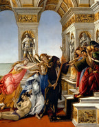 The Calumny of Apelles by Sandro Botticelli printed on premium Italian mulberry silk satin art panel