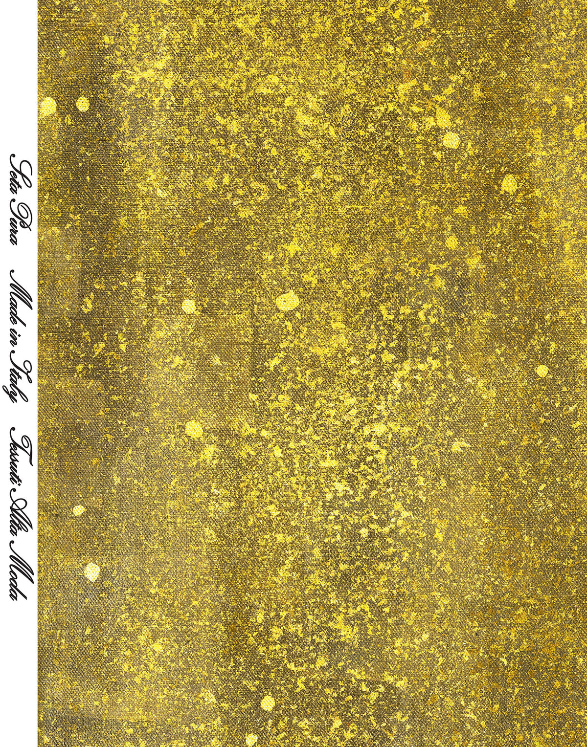 Golden background from The Kiss by Gustav Klimt printed on luxurious 100% mulberry silk satin, made in Italy for couture fashion and artistic textile creations.