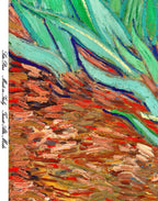 Expressive Van Gogh brushstrokes reproduced on premium Italian mulberry silk satin fabric