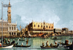 Italian silk satin fabric panel featuring Venice, Doge's Palace and Piazza San Marco measuring 135 × 197 cm