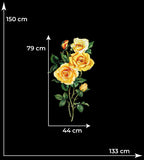 Mulberry silk satin panel measuring 133 x 150 cm with a yellow rose motif measuring 79 x 44 cm